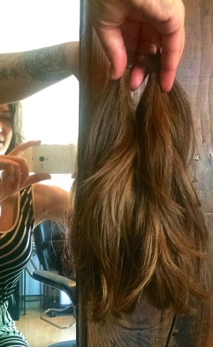 long hair chopped off