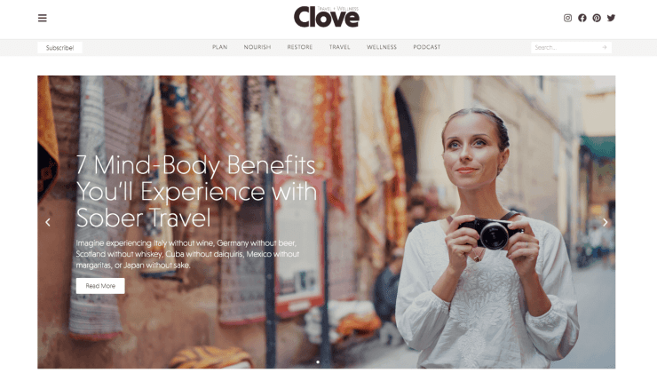 clove travel and wellness website